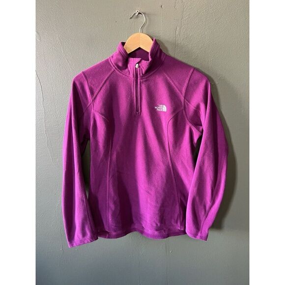 The North Face Womens Purple 1/4 Zip Fleece Pullover Sweatshirt Size Medium - Picture 1 of 4